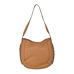 Genuine Leather Hobo Style Bag with Zipped Closure and Adjustable Shoulder Strap