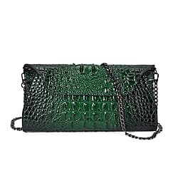 Genuine Leather Croc Skin Textured Crossbody Bag