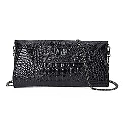 Genuine Leather Croc Skin Textured Crossbody Bag