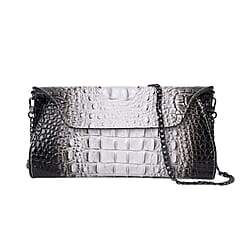 Genuine Leather Croc Skin Textured Crossbody Bag
