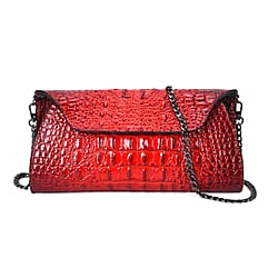 Genuine Leather Croc Skin Textured Crossbody Bag