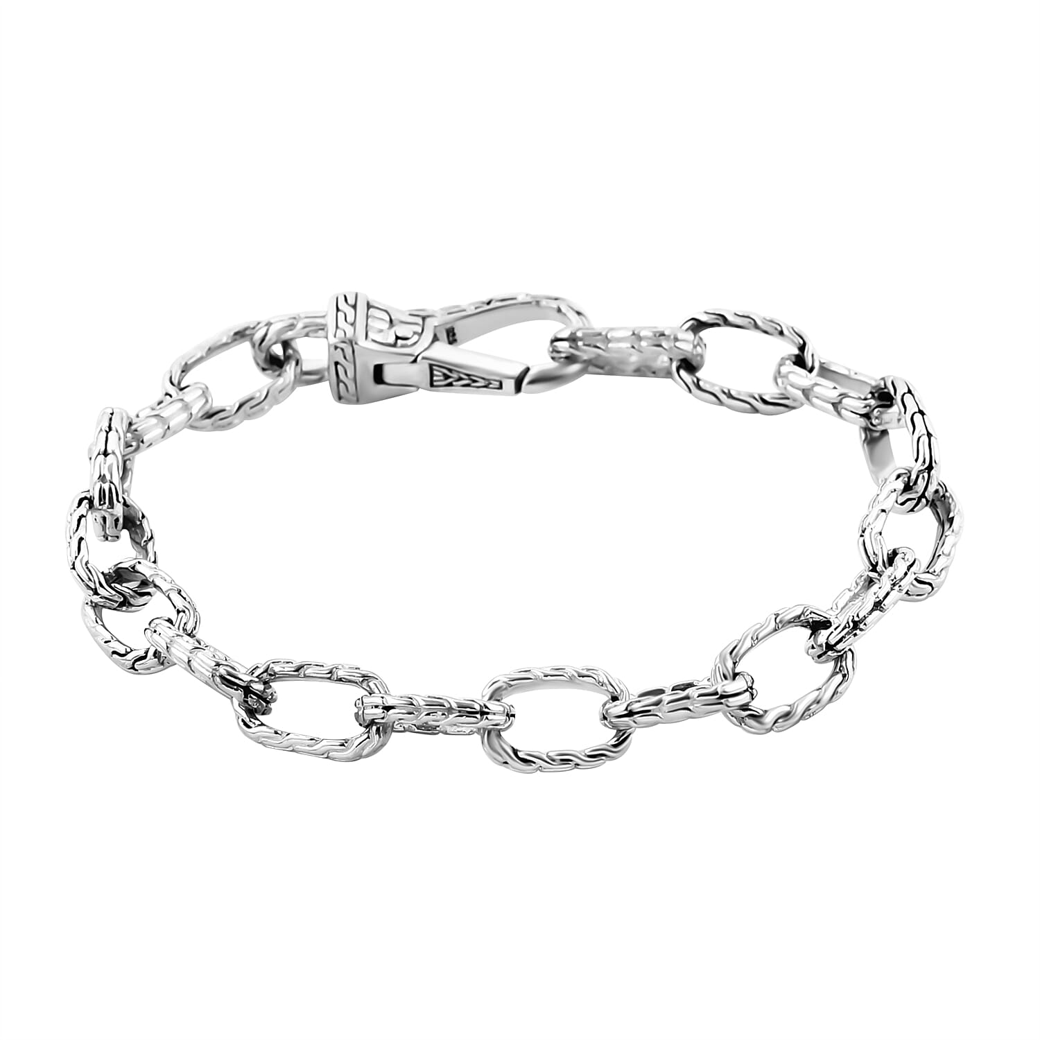 Royal Bali Collection - Sterling Silver Handmade Classic Link Bracelet (Size - 8), Silver Wt. 21.04 Gms.