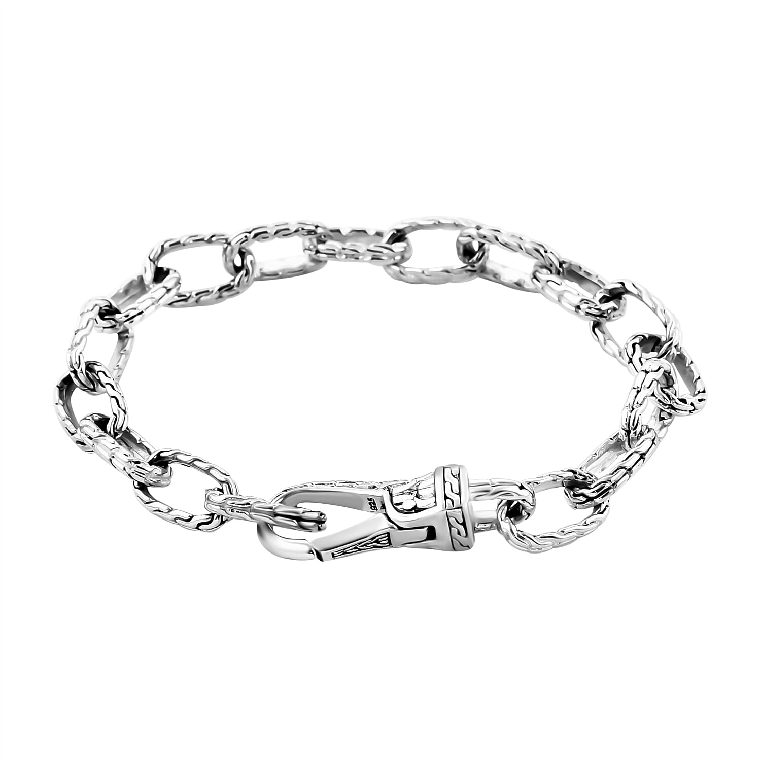 Royal Bali Collection - Sterling Silver Handmade Classic Link Bracelet (Size - 8), Silver Wt. 21.04 Gms.