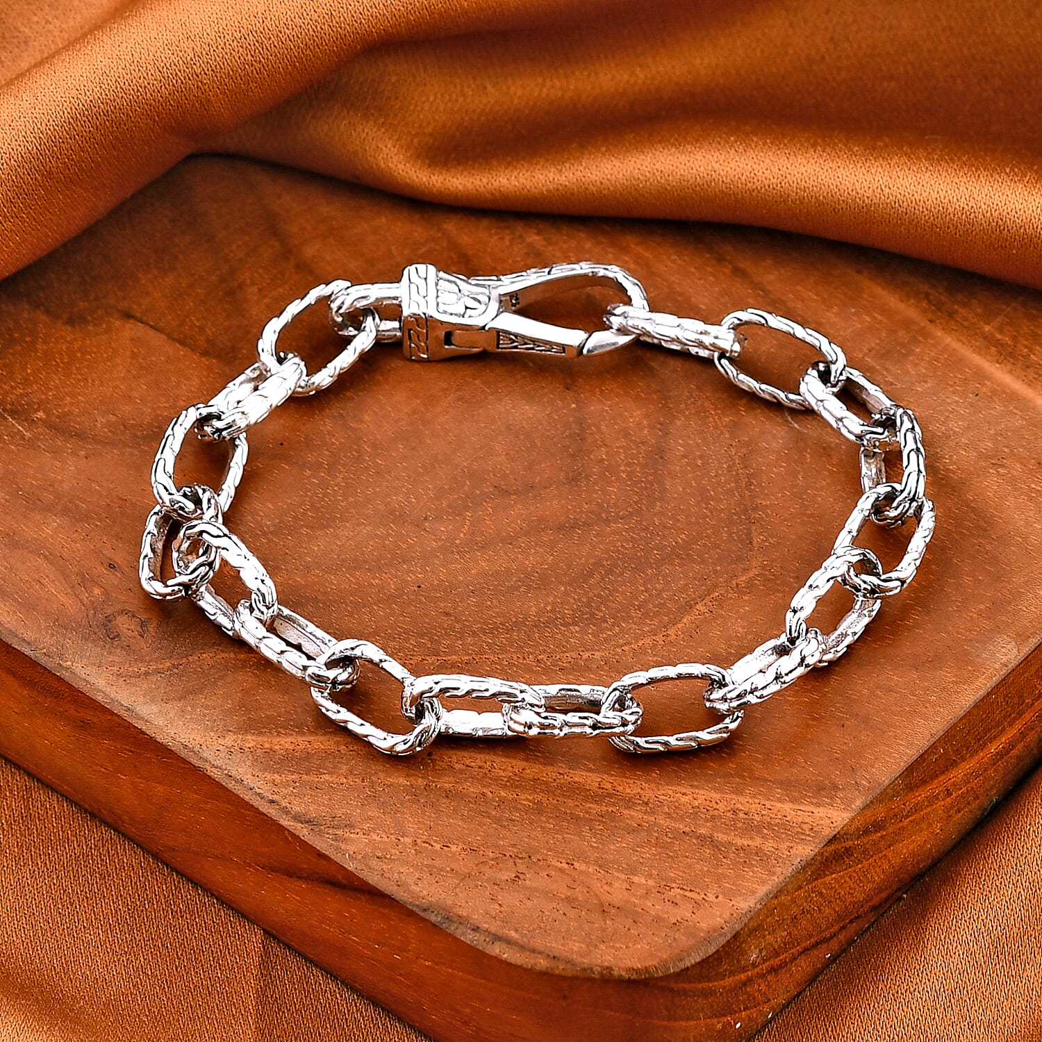 Royal Bali Collection - Sterling Silver Handmade Classic Link Bracelet (Size - 8), Silver Wt. 21.04 Gms.