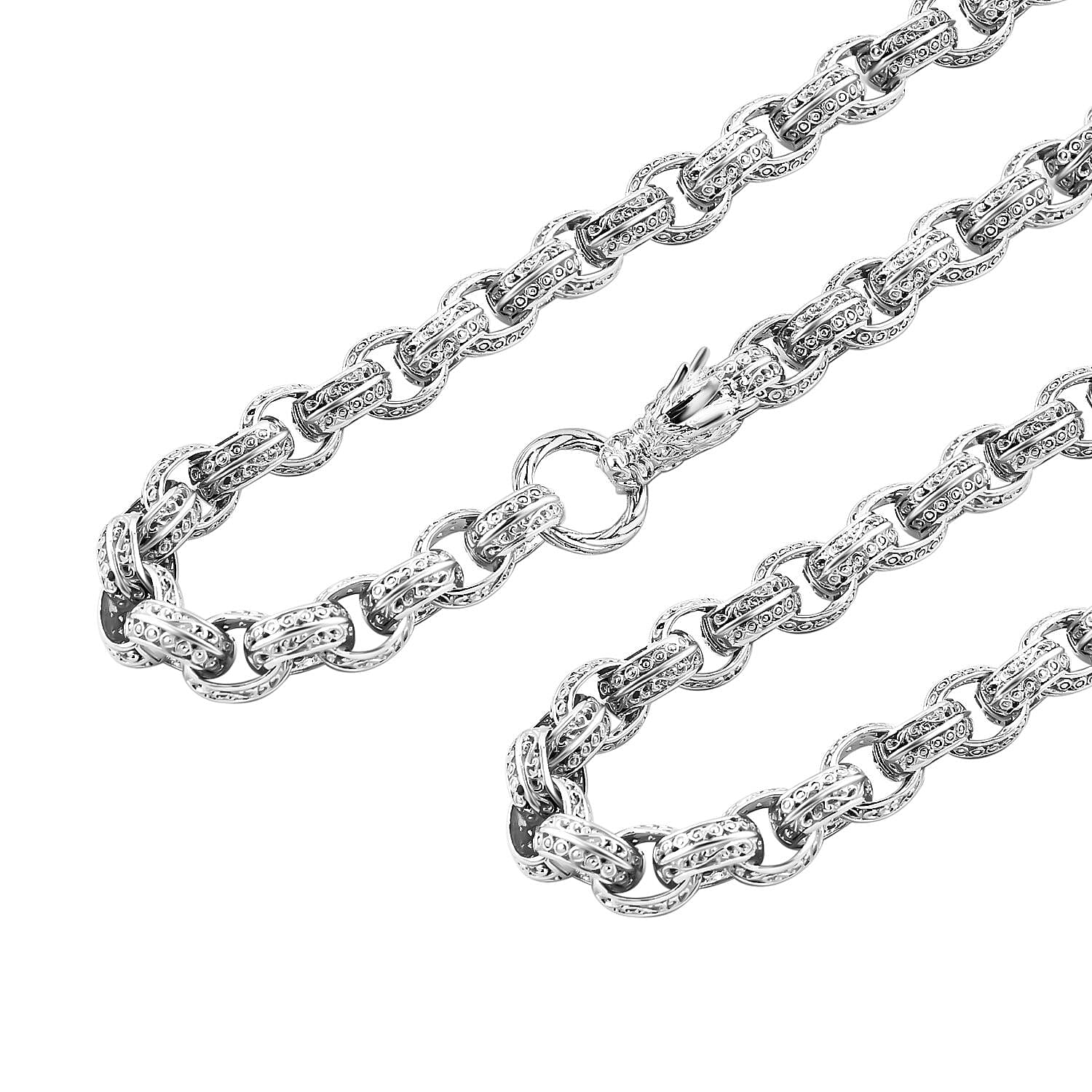 Royal Bali Collection - Handmade Sterling Silver Dragon Link Necklace (Size - 20), Silver Wt. 74.00 Gms. Royal Bali Collection - Handmade Sterling Silver Dragon Link Necklace (Size - 20), Silver Wt. 74.00 Gms.