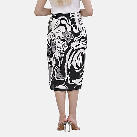 Printed Pattern Long Scarf (Size 180x80 cm) - Black & White