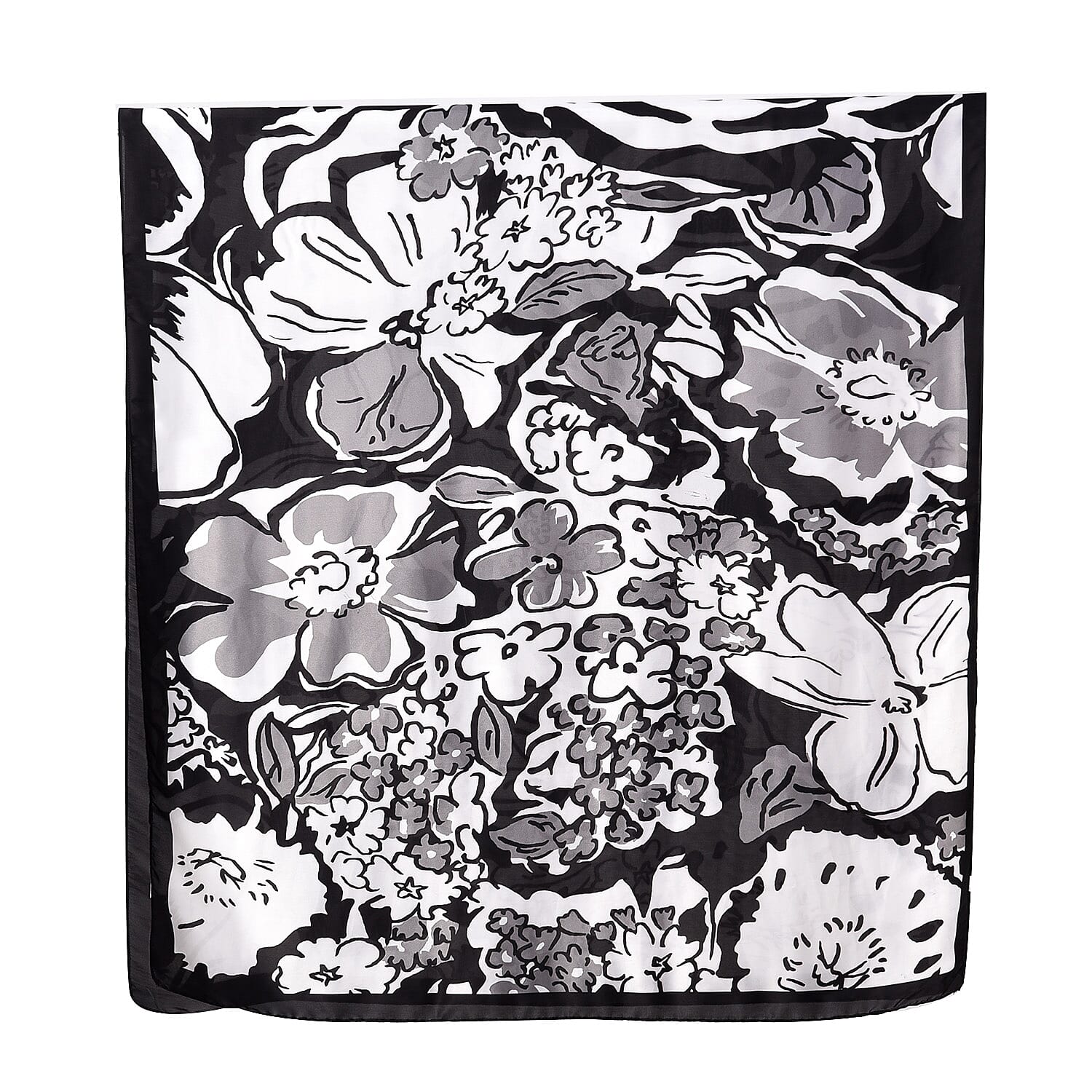 Printed Pattern Long Scarf (Size 180x80 cm) - Black & White