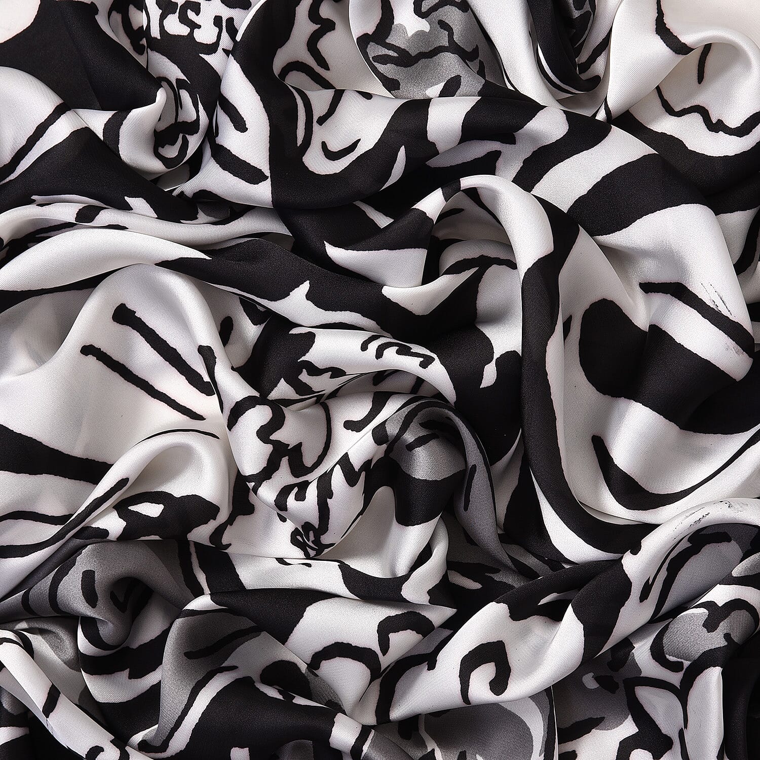 Printed Pattern Long Scarf (Size 180x80 cm) - Black & White