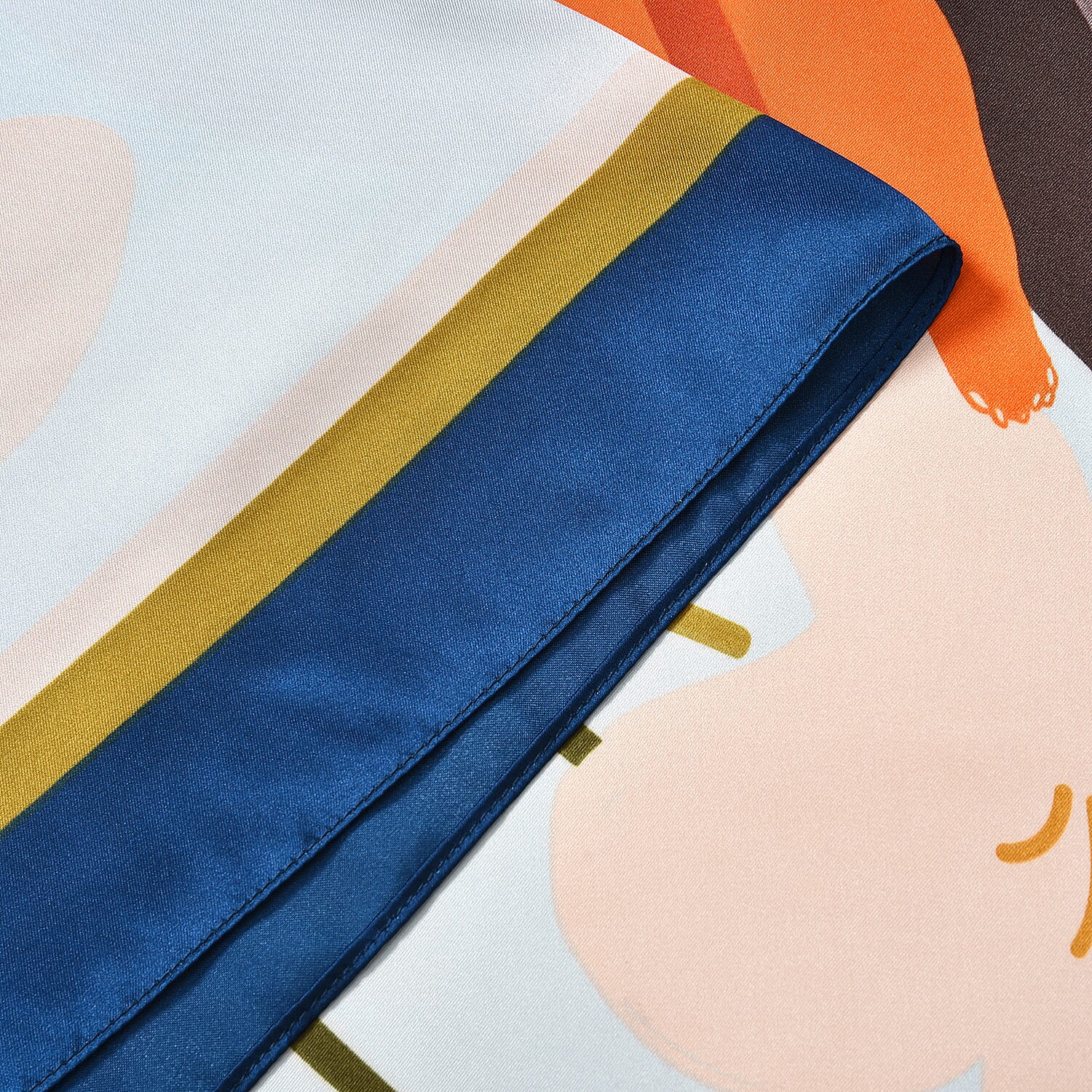 Closeout Deal - Cloud Brocade Women with Flower Printed Long scarf (Size 180x80 cm) - Blue & Yellow