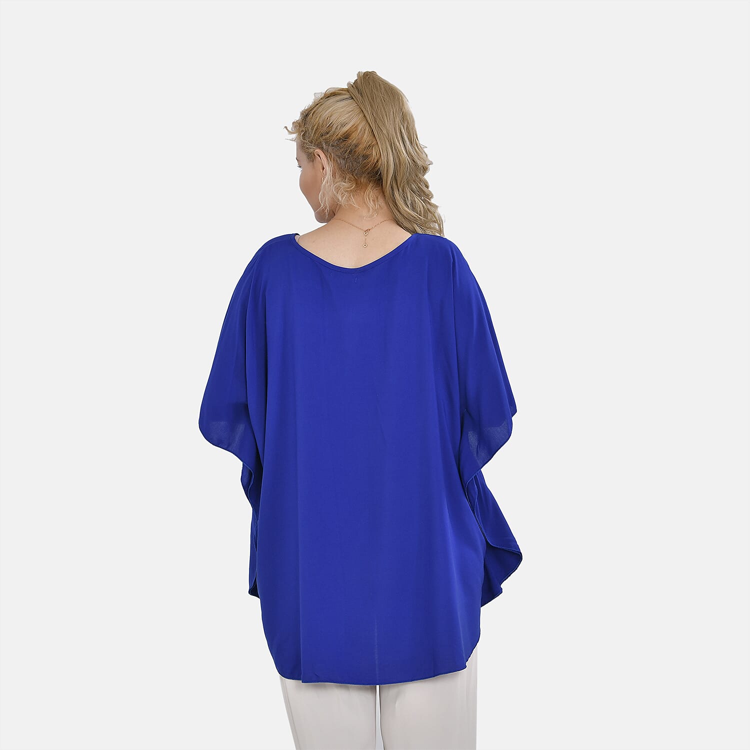 Tamsy 100% Viscose Round Neck Top (One Size 8-18) - Blue