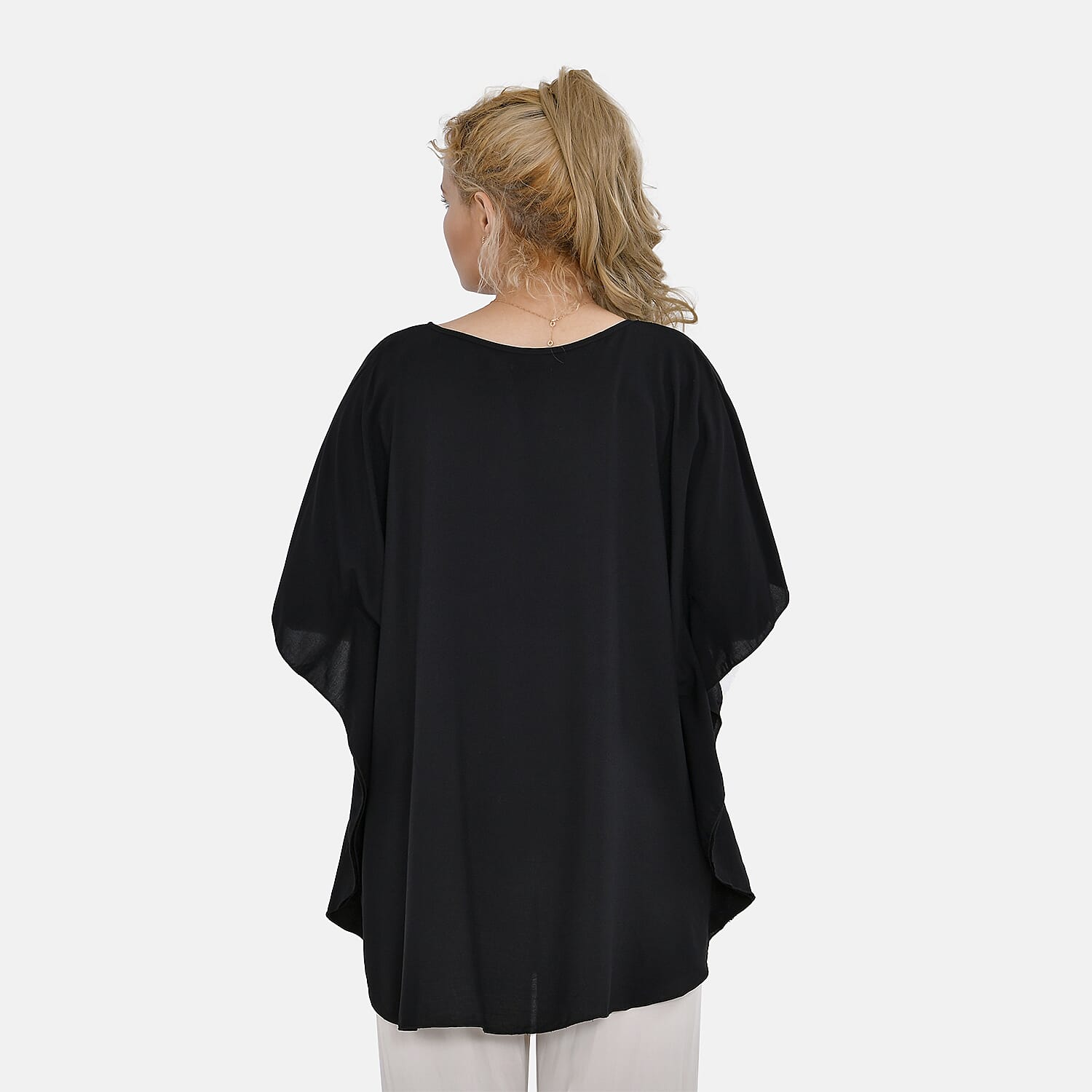 TAMSY 100% Viscose Round Neck Solid Top (One Size) - Black