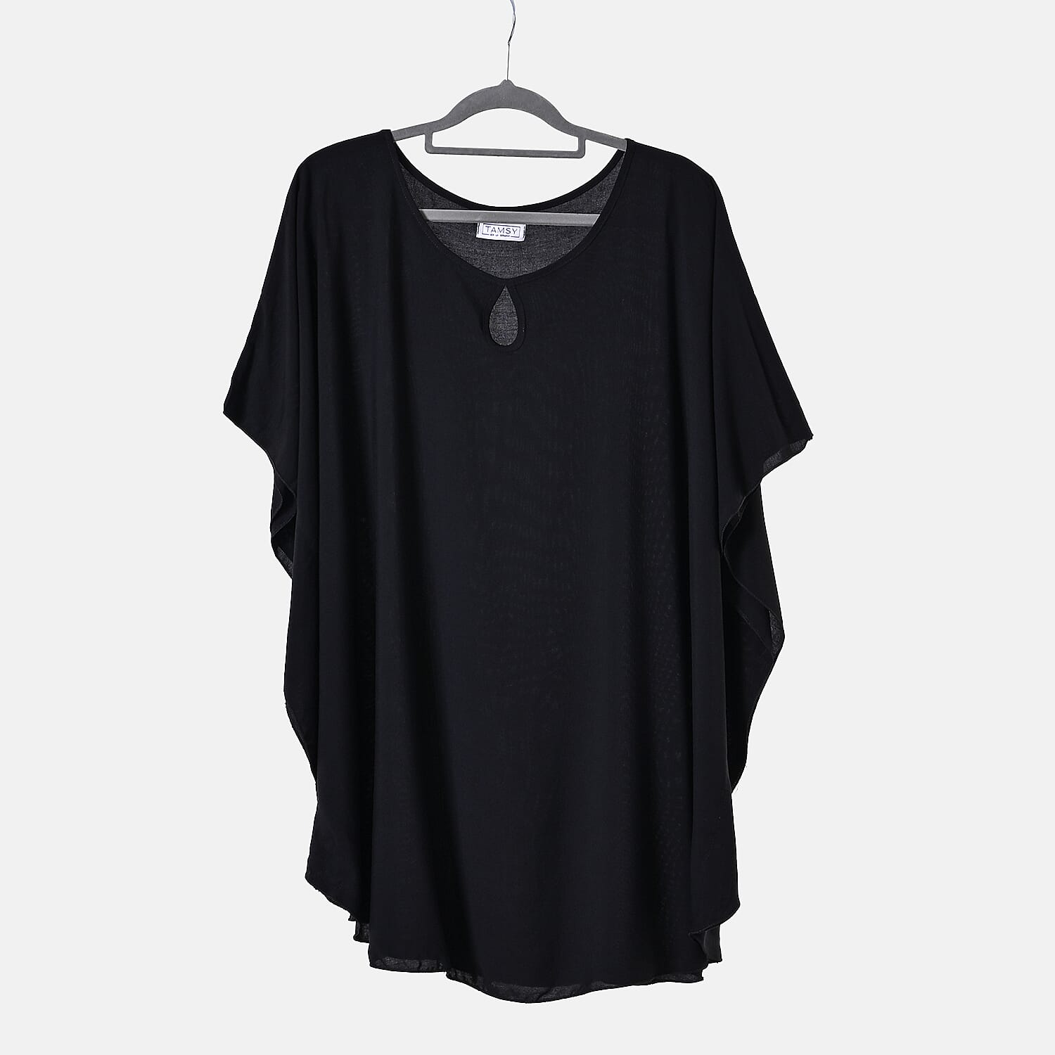 TAMSY 100% Viscose Round Neck Solid Top (One Size) - Black