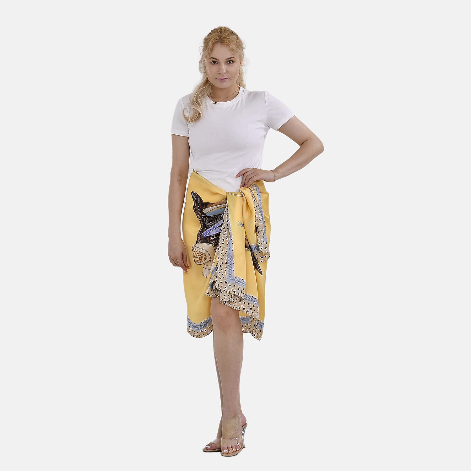 Printed Pattern Long Scarf (Size 180x80 cm) - Yellow