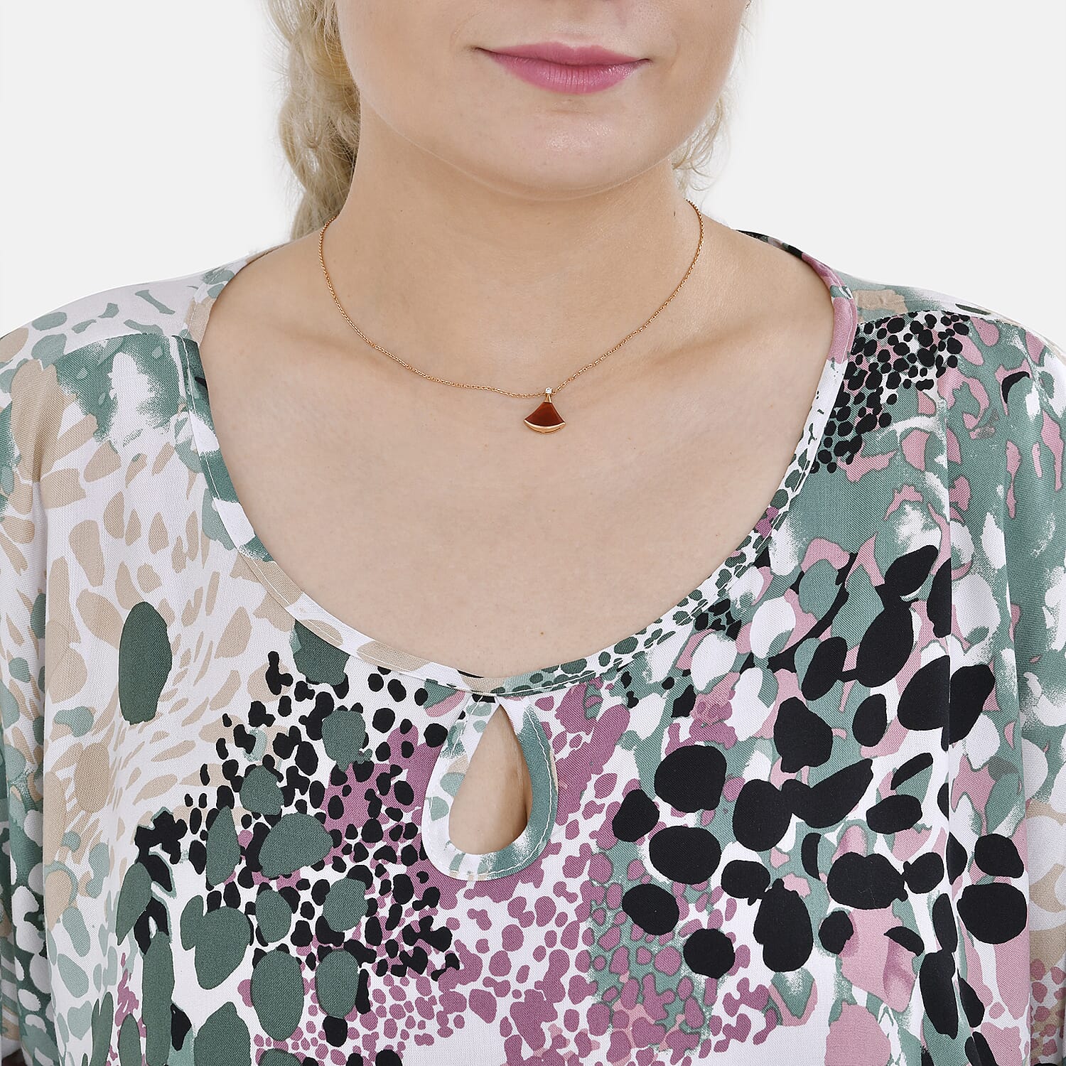 TAMSY 100% Viscose Printed Round Neck Top (One Size) - White