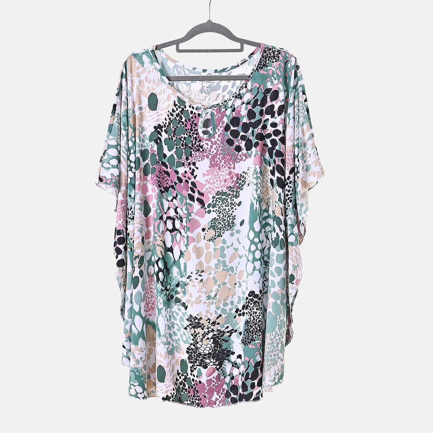 TAMSY 100% Viscose Printed Round Neck Top (One Size) - White