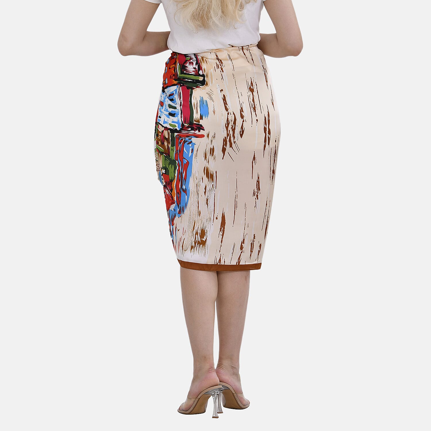 Closeout Deal - Cloud Brocade Border Printed Long scarf (Size 180x80 cm) - Red