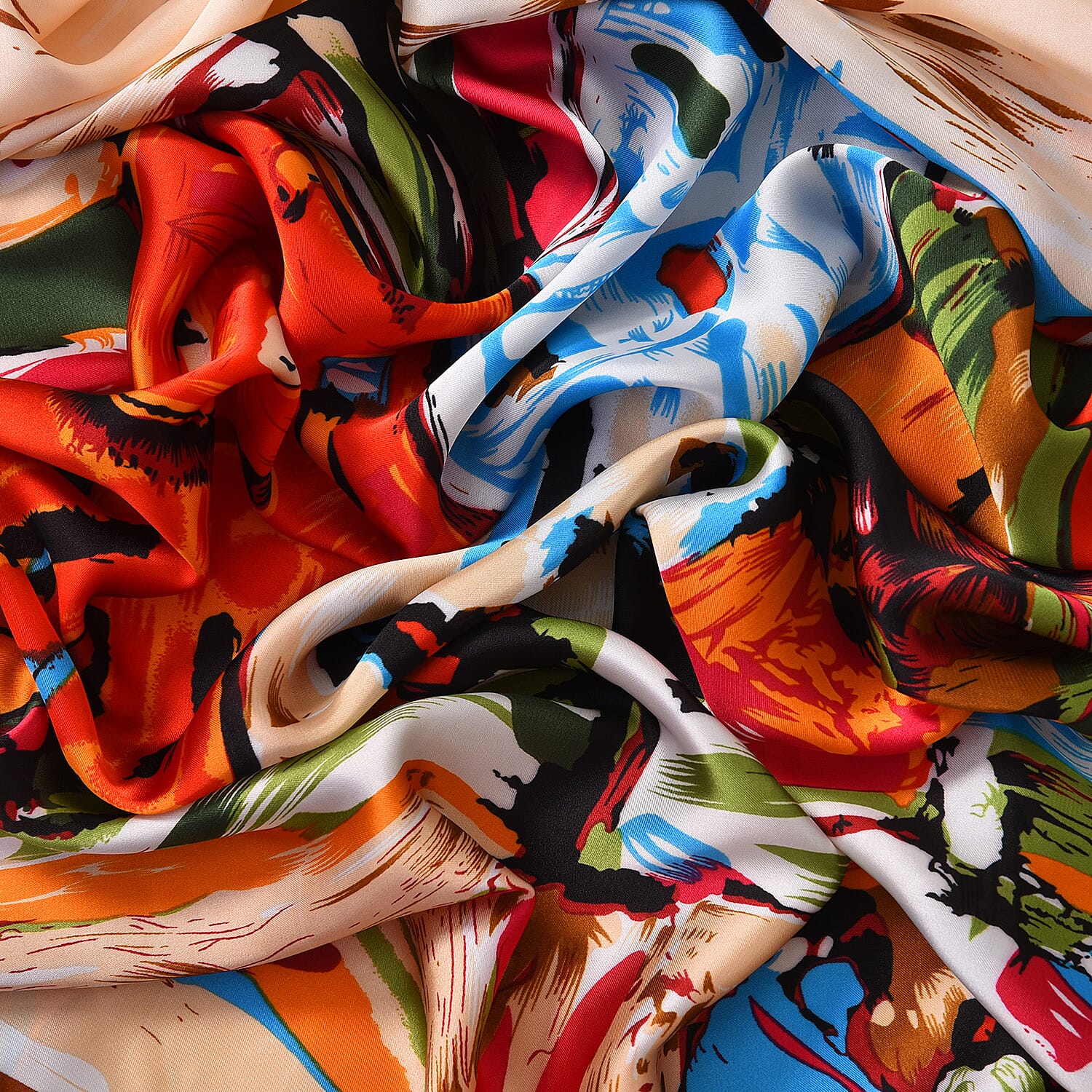 Closeout Deal - Cloud Brocade Border Printed Long scarf (Size 180x80 cm) - Red