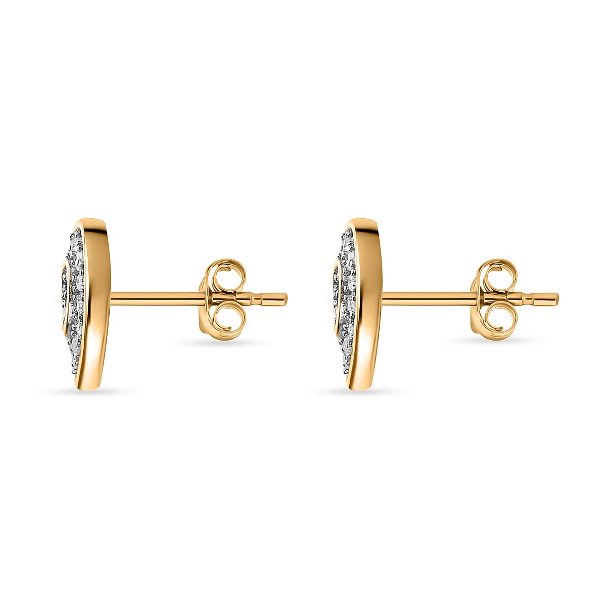 9K Yellow Gold Natural White Diamond Earrings 0.20 Ct