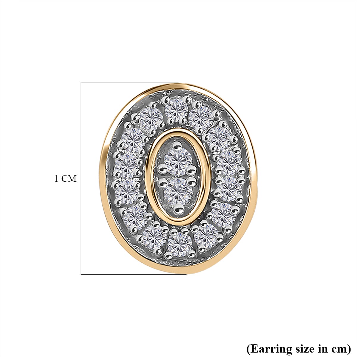 9K Yellow Gold Natural White Diamond Earrings 0.20 Ct - Oval