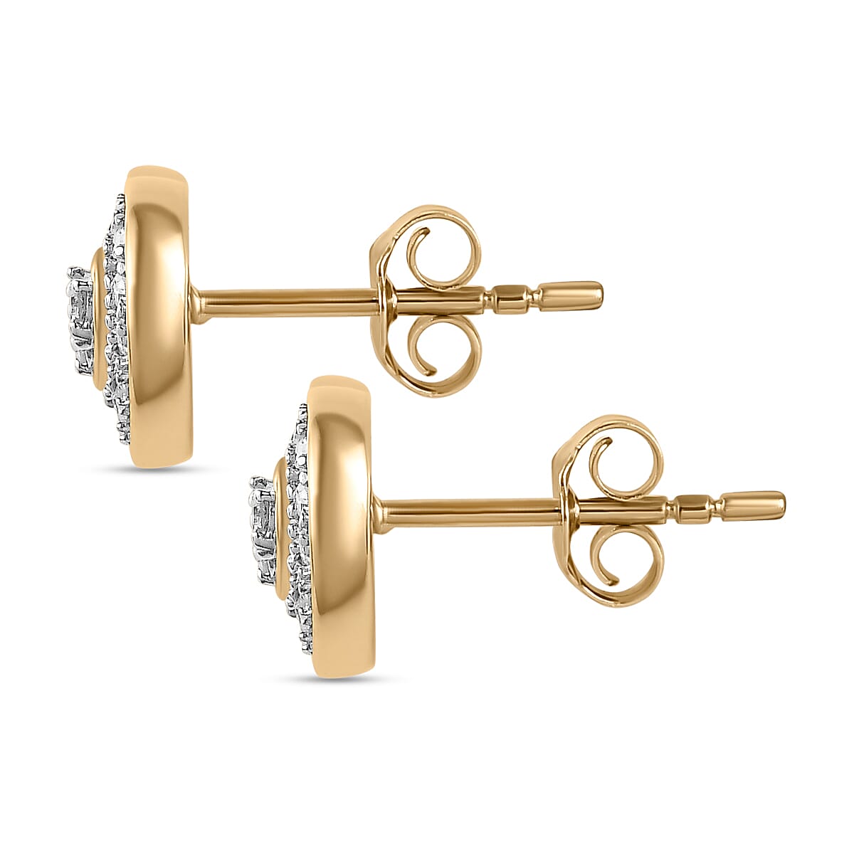 Your Choice - 9K Yellow Gold Natural White Diamond Earrings 0.20 Ct - Heart.