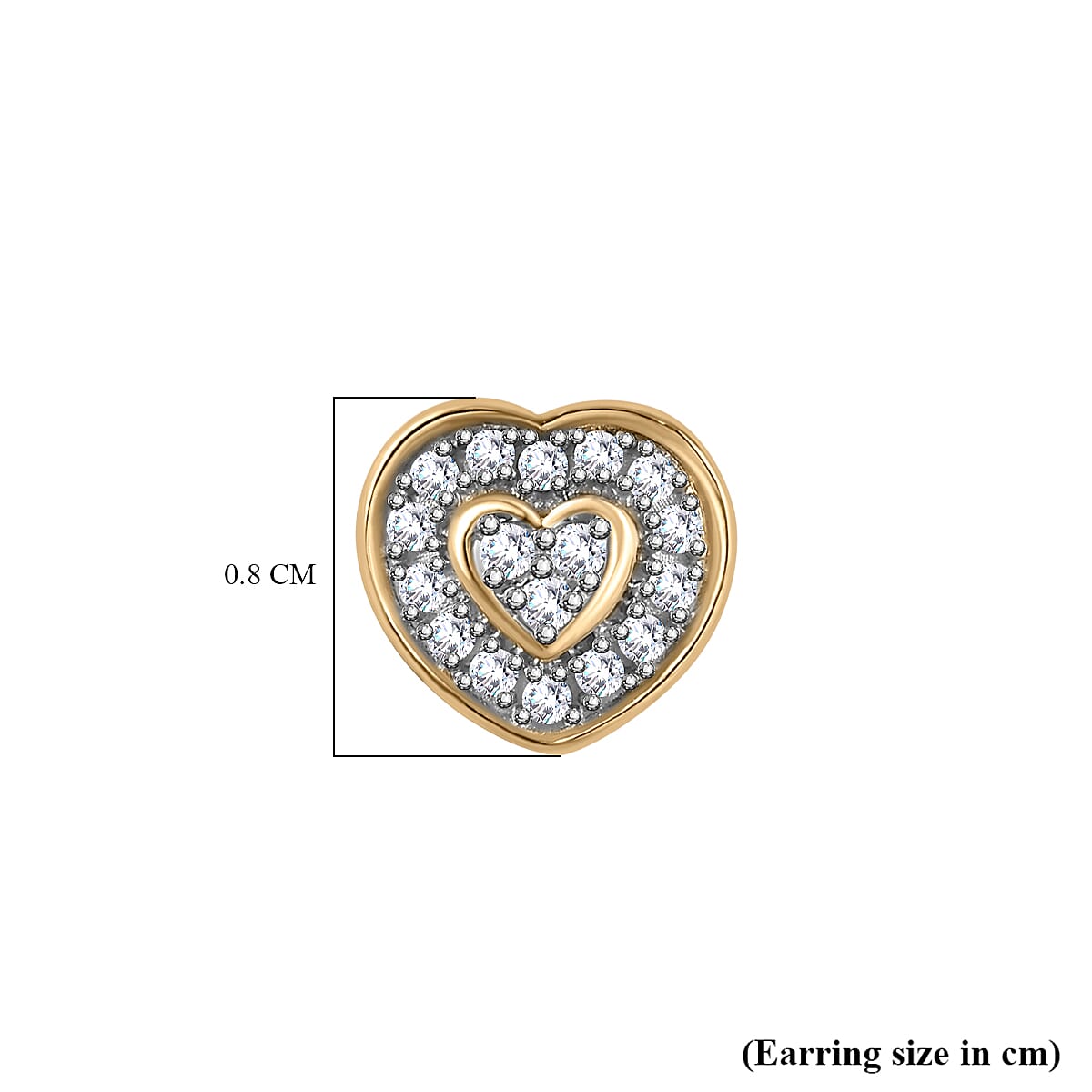 Your Choice - 9K Yellow Gold Natural White Diamond Earrings 0.20 Ct - Heart.