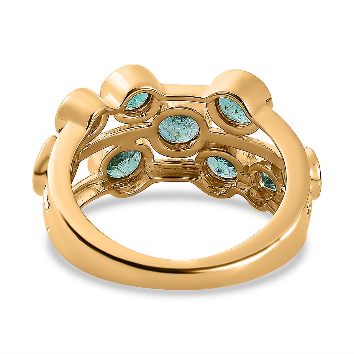 AAA Gemfields Emerald Bubble Ring in 18K Gold Vermeil Sterling Silver 1.65 Ct. AAA Gemfields Emerald Bubble Ring in 18K Gold Vermeil Sterling Silver 1.65 Ct.