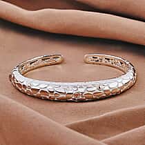 Pebble Textured Cuff Bangle in 18K Yellow Gold Vermeil Plated Sterling Silver