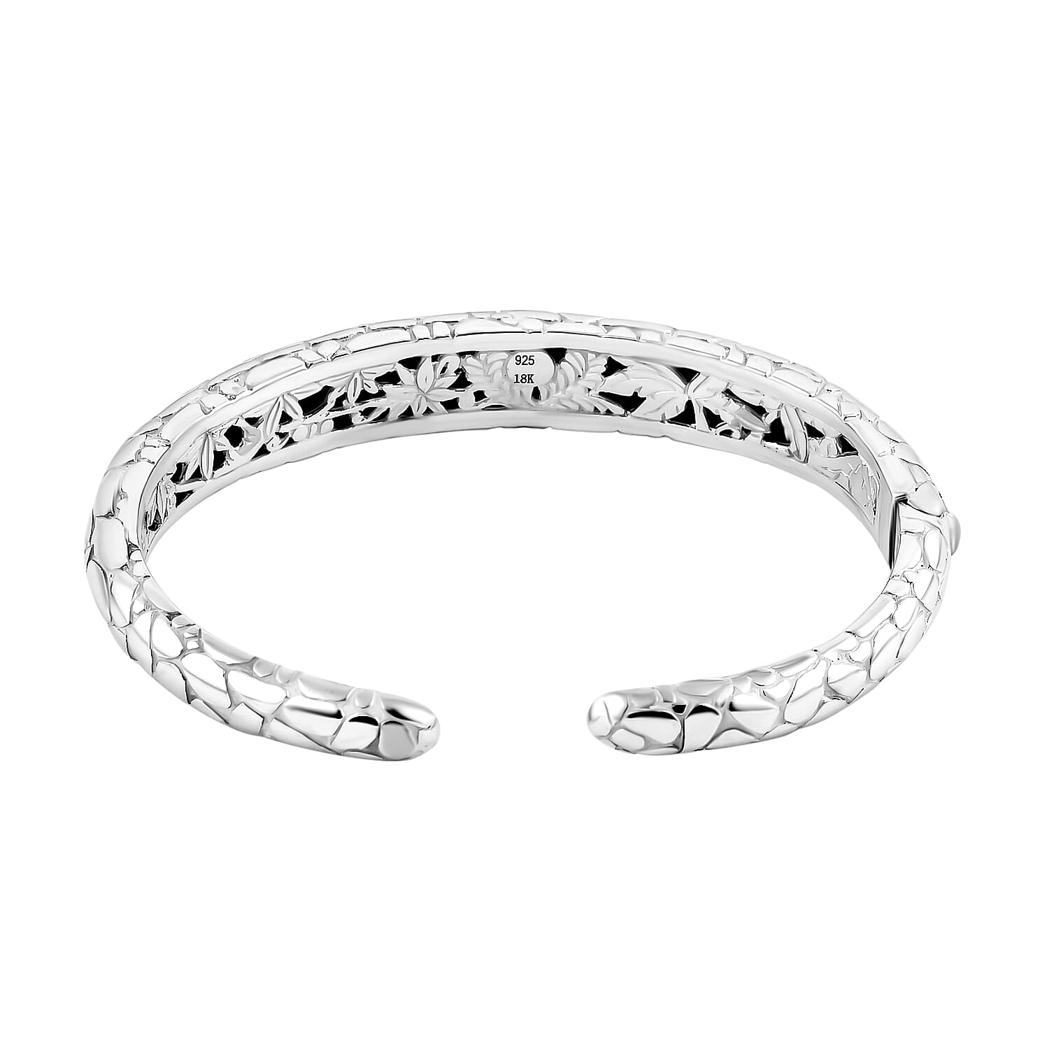 Sterling Silver Cuff Bangle (Size 7.5) in 18K Yellow Gold & Silver Plated