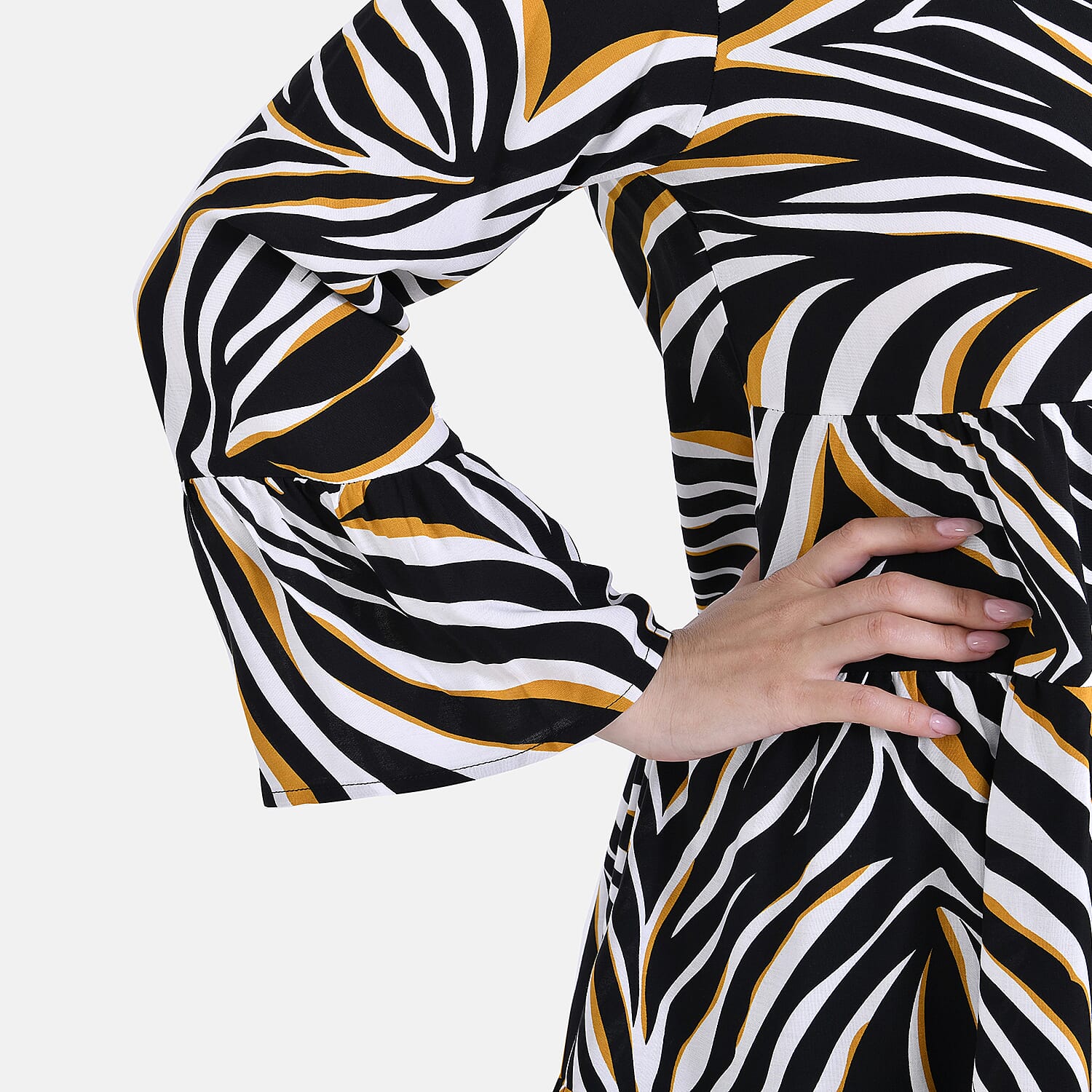 La Marey Striped Tiered Tunic Dress