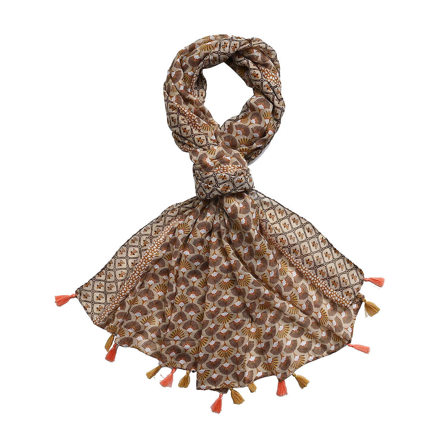 Closeout Deal New Arrival 100% Viscose Fringed Scarf (Size 180x87 cm) - Yellow