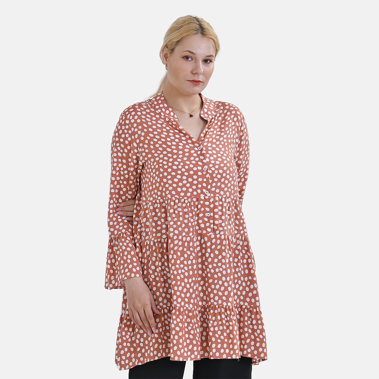 La Marey Striped Tiered Tunic Dress