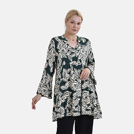 La Marey Leaf Pattern Top (Size S-M) - Green