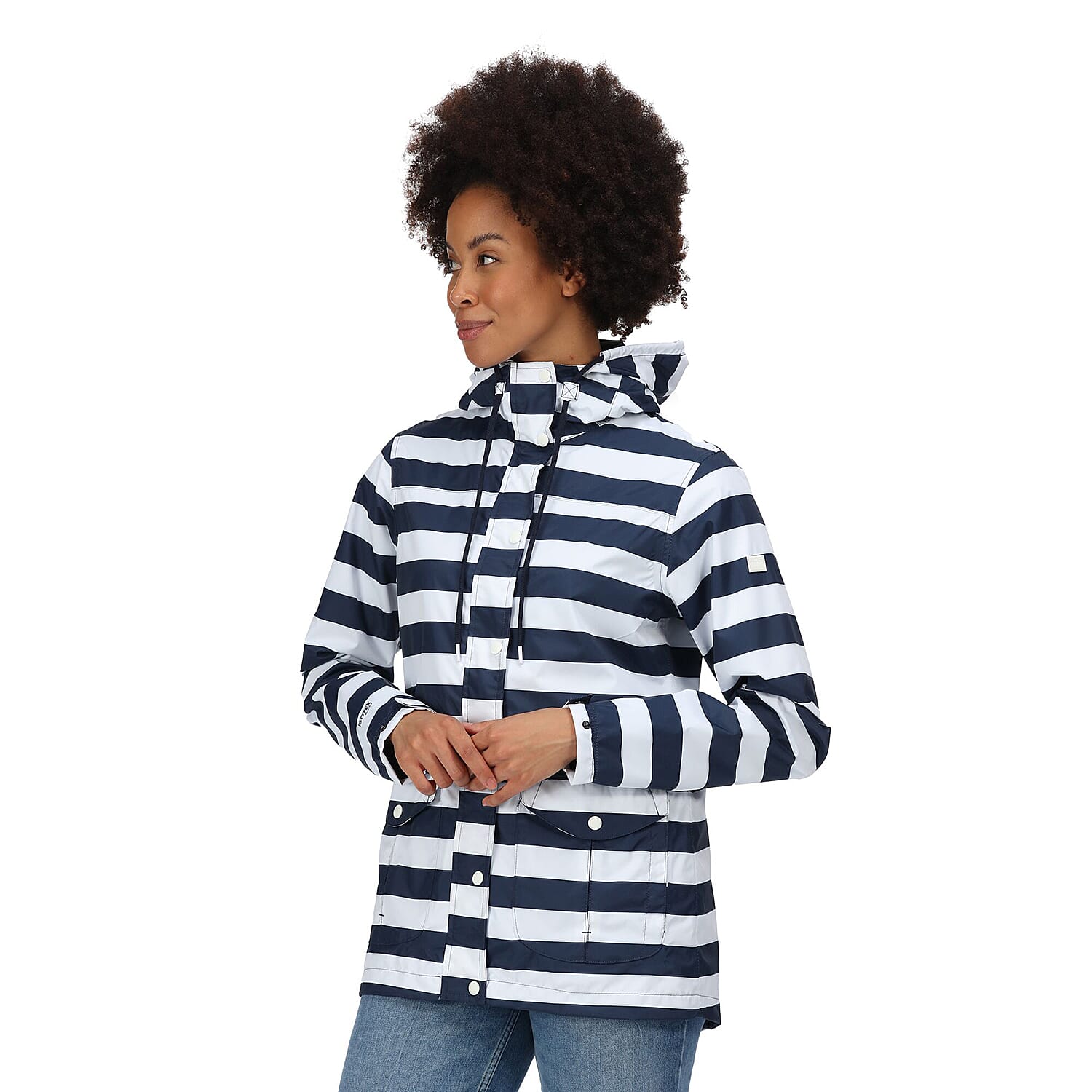 REGATTA Bayarma Striped Jacket (Size 12) - Navy & White