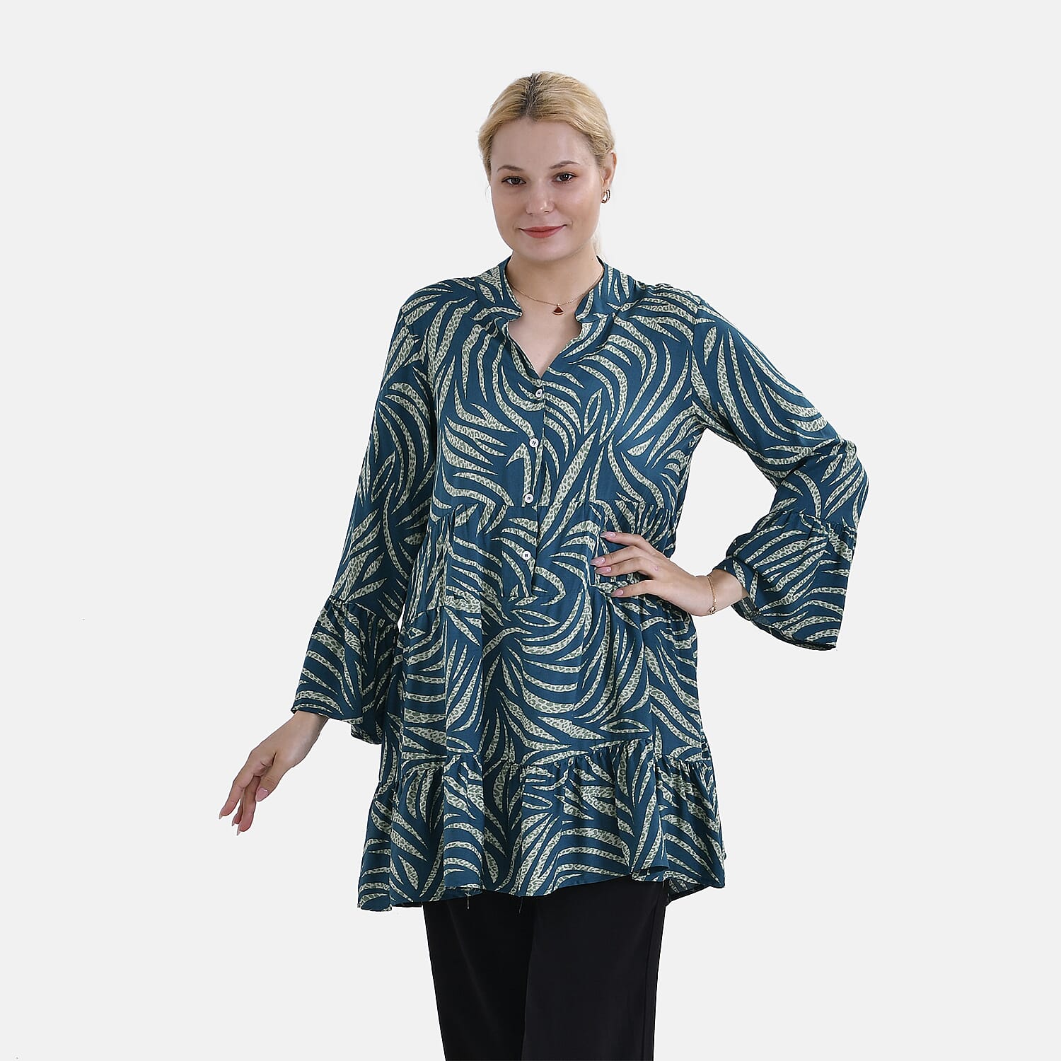 La Marey Striped Tiered Tunic Dress