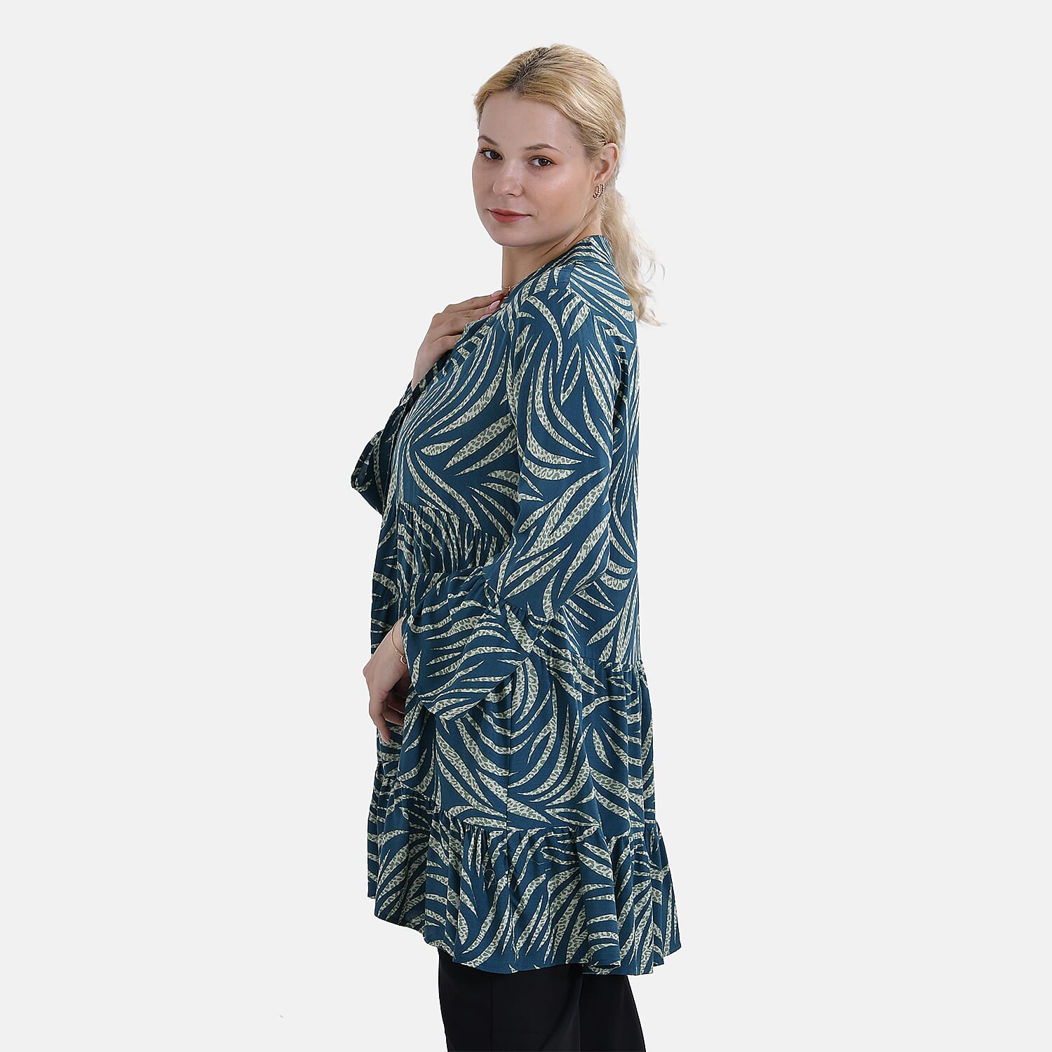 La Marey Striped Tiered Tunic Dress