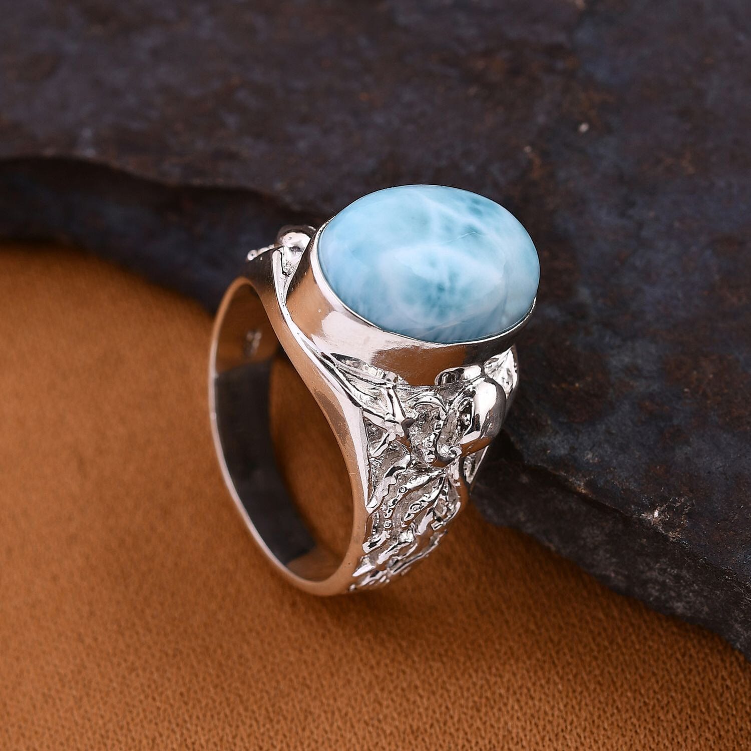 Larimar  Ring  Sterling Silver 6.67 ct,  Silver Wt. 8 Gms  6.670  Ct.