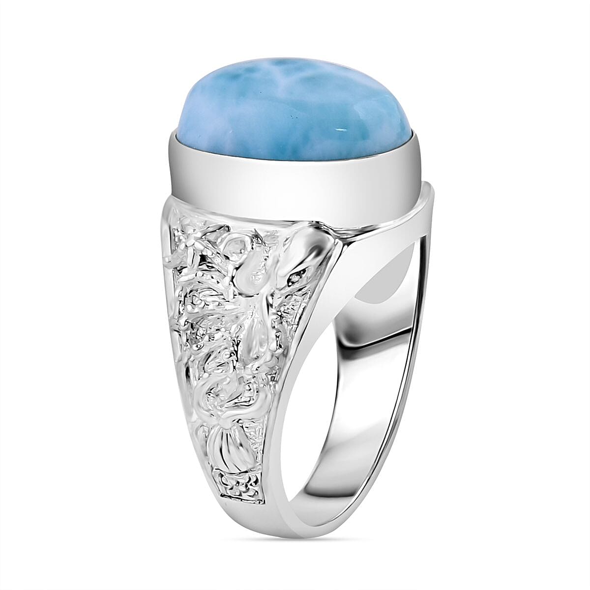 Larimar  Ring  Sterling Silver 6.67 ct,  Silver Wt. 8 Gms  6.670  Ct.