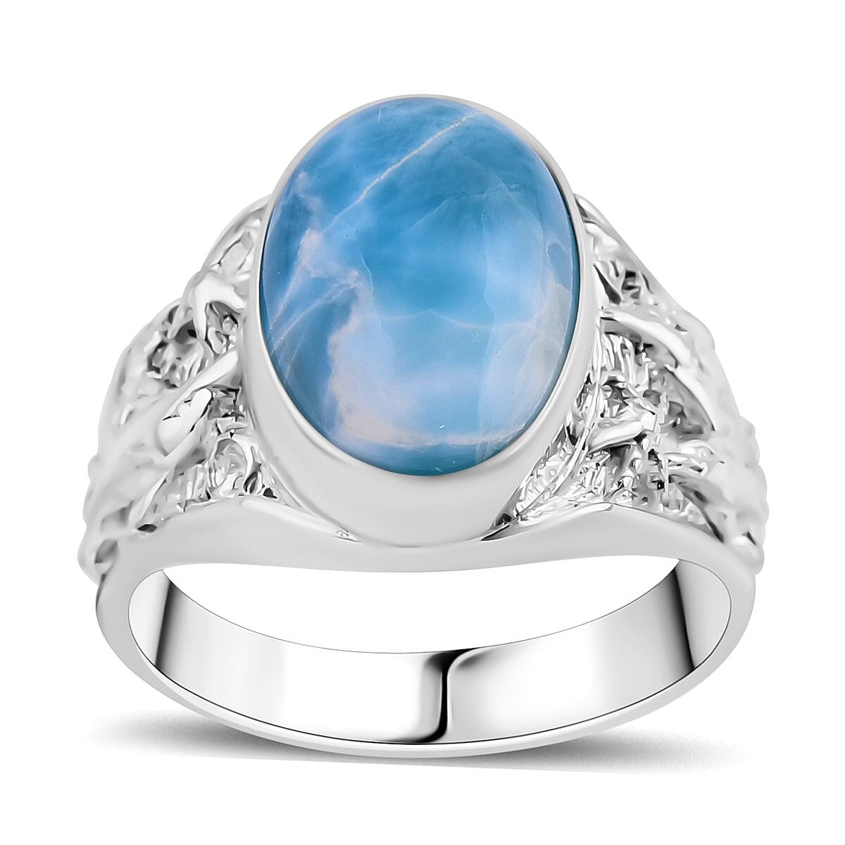 Larimar Ring Size 8.5..925 Sterling Silver.. good the Healing Energy of Dolphins..Calming Vibrations of the Sea..