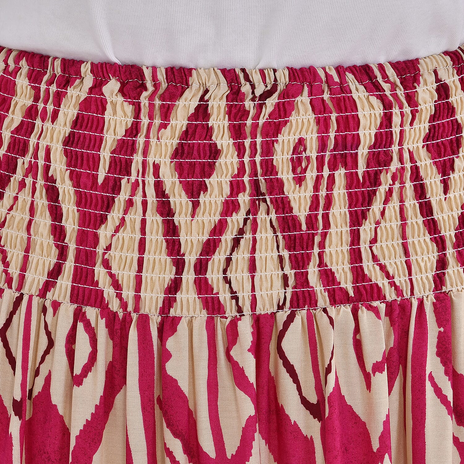 TAMSY 100% Viscose Floral Pattern Elastic Waist Maxi Skirt (Fits upto 20) - Pink