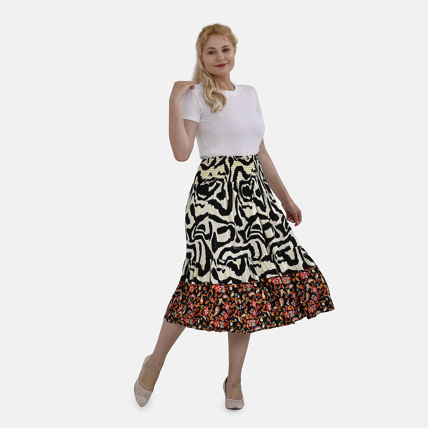 Elastic waist skirt floral hotsell