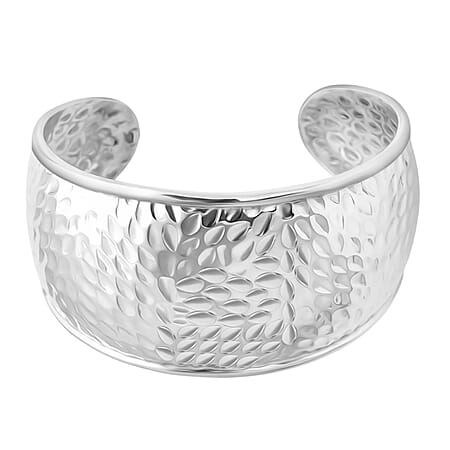 Designer Inspired - Hand Crafted Hammered Cuff Bracelet in 925 Sterling Silver