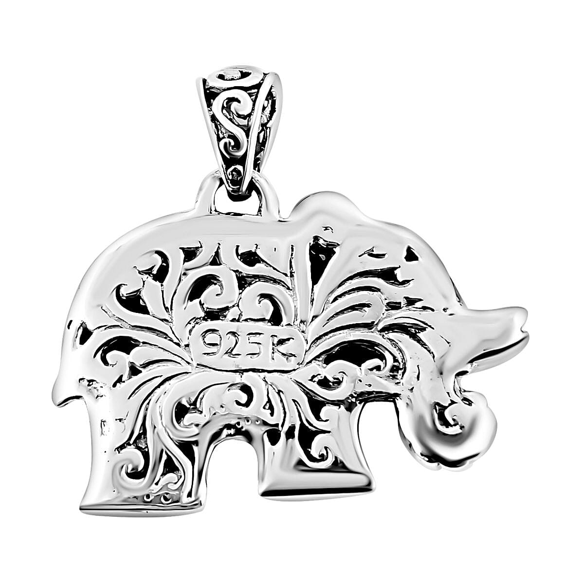 Royal Bali Collection Sterling Silver Handmade- Elephant The symbol of Bali Pendant, Silver Wt. 8.85 Gms