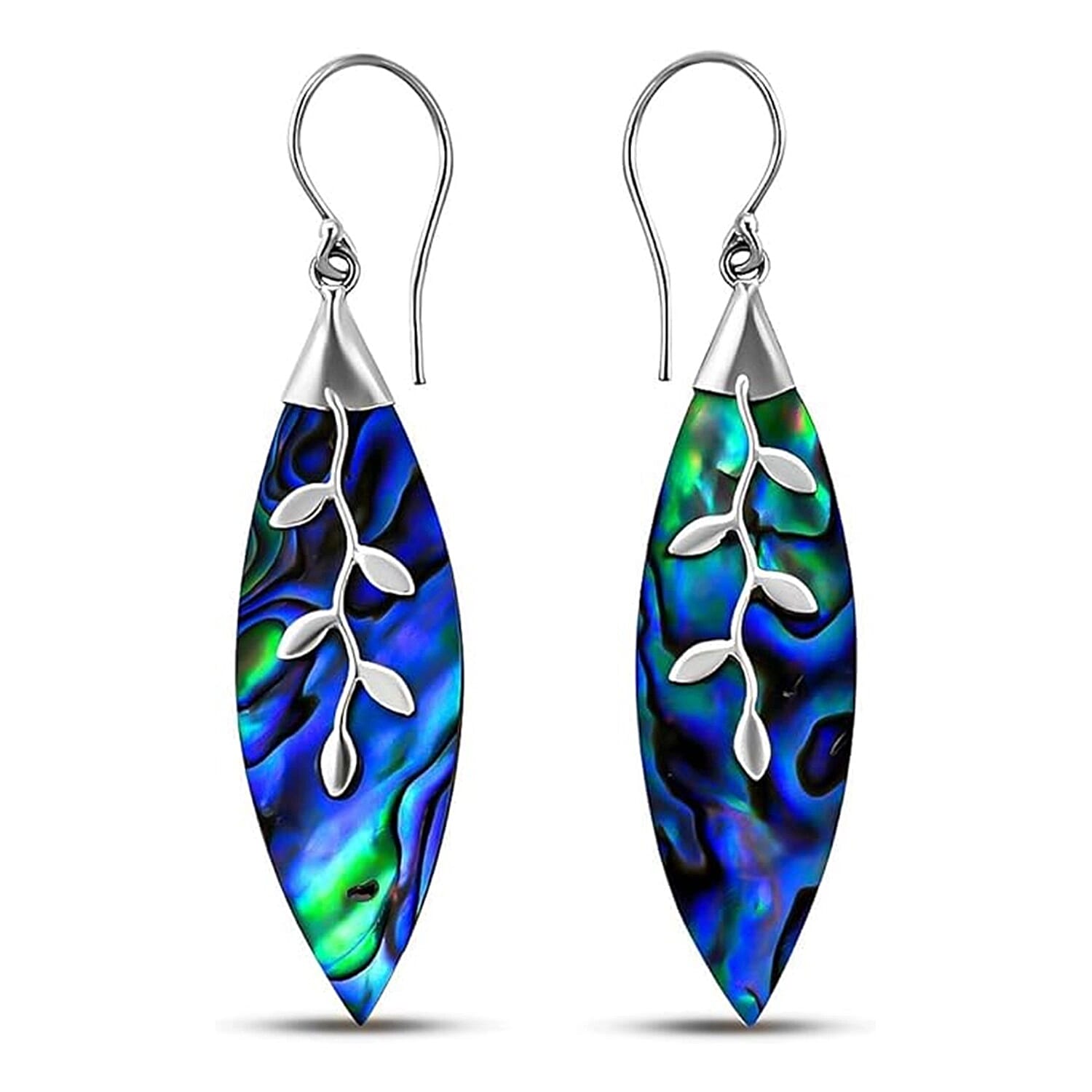 Royal Bali - Abalone Shell Dangle Earrings with Hook in Sterling Silver 6.75 Ct.