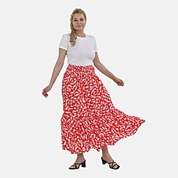 TAMSY Elastic Waist Summer Floral Maxi Skirt - One Size