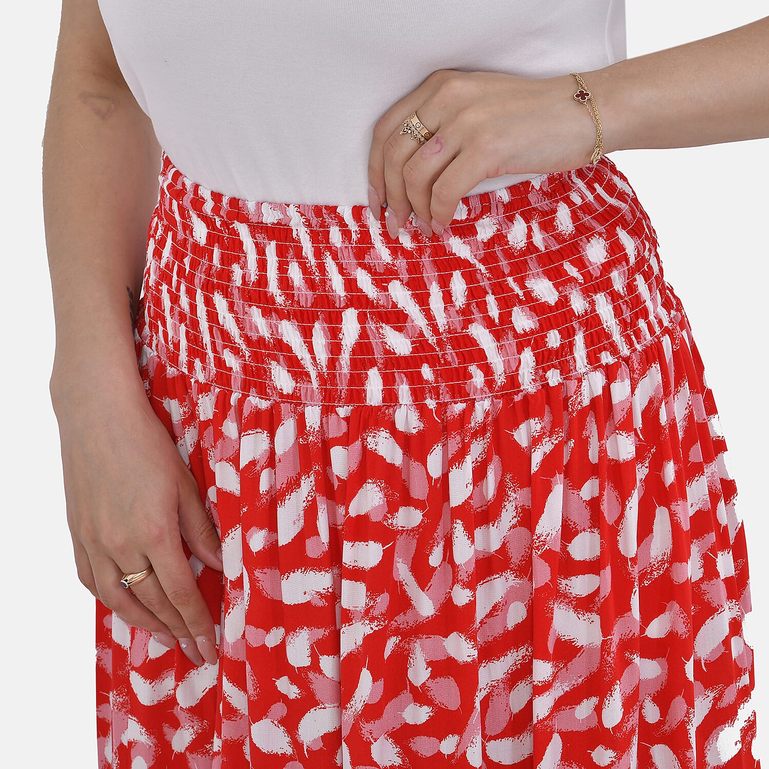 Tamsy 100% Viscose Elastic Waist Summer Floral Print Maxi Skirts (One Size, 8 - 18 ) - Red Tamsy 100% Viscose Elastic Waist Summer Floral Print Maxi Skirts (One Size, 8 - 18 ) - Red