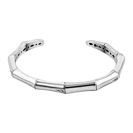 Vicenza Collection Designer Inspired - Sterling Silver Bamboo Bangle, Silver Wt. 25 Gms
