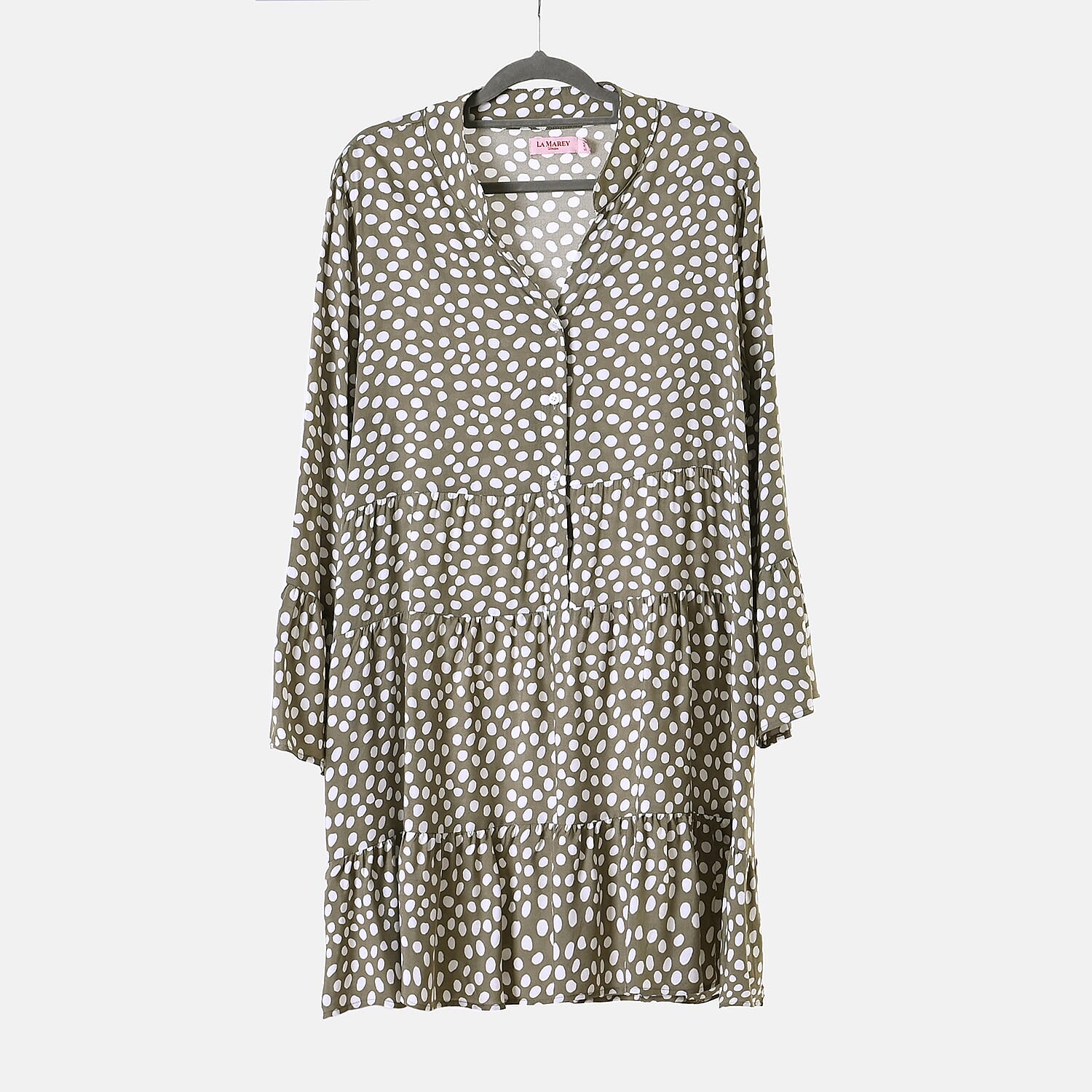 La Marey Polka Dot Pattern V-Neck Top 