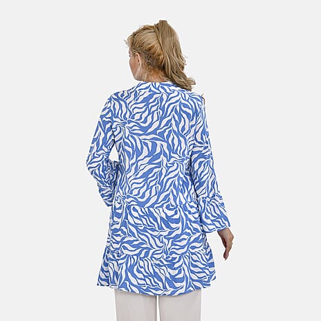 La Marey 100% Viscose Paisley Printed V-Neck Casual Tunic Dress (Size -  L-XL, 16-20) - Blue