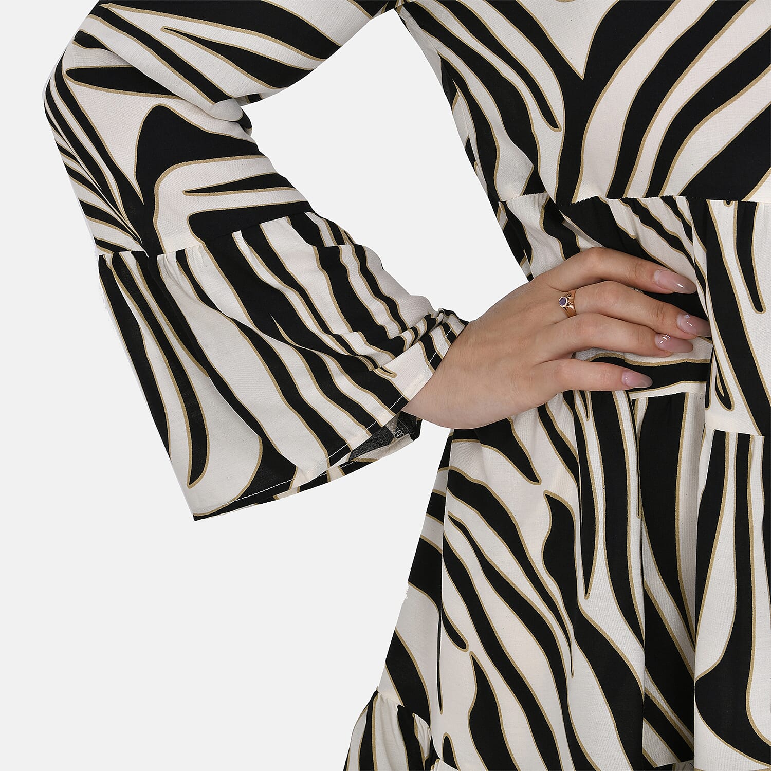 La Marey Polka Dot Pattern V-Neck Top 