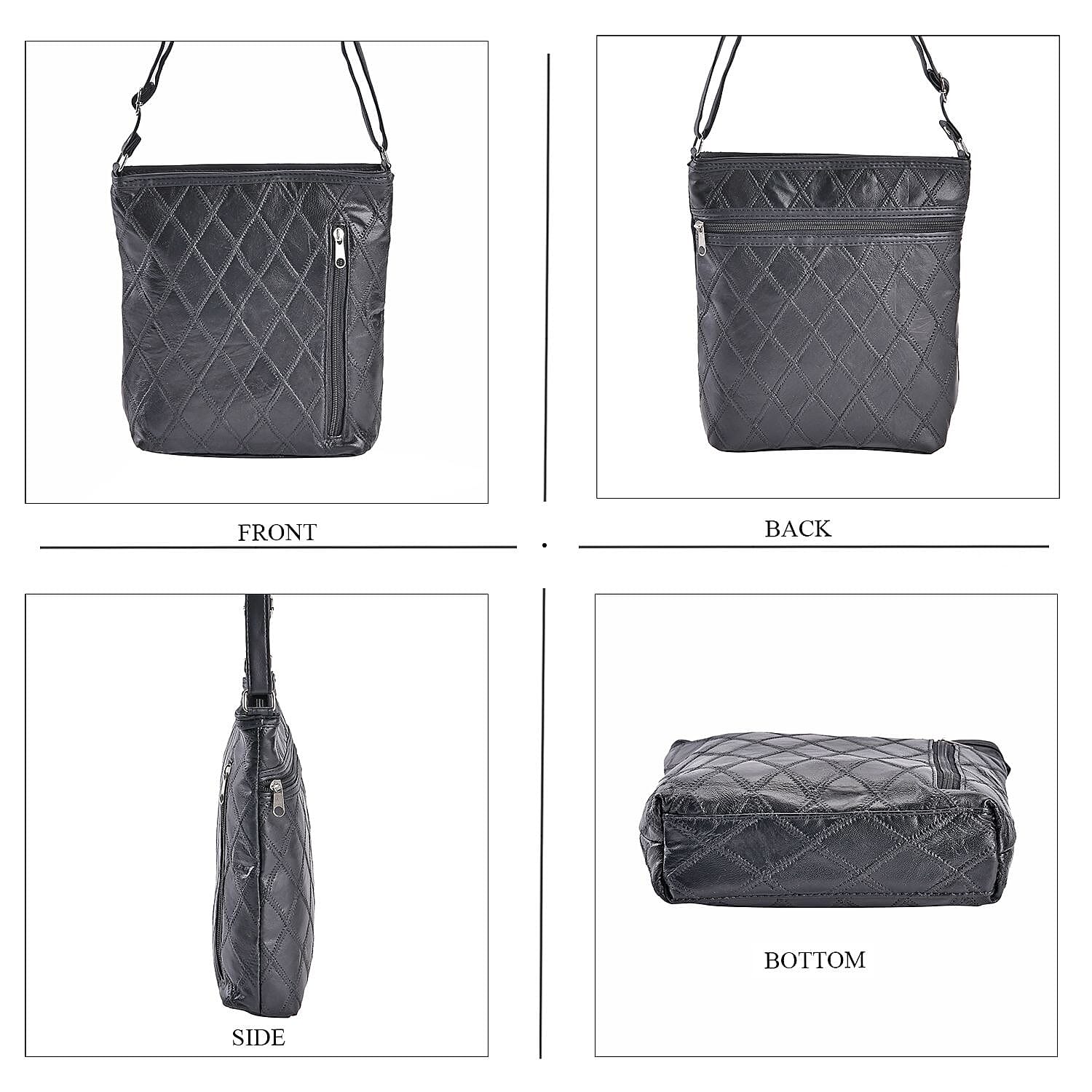 Leatherette Patchwork Shoulder Bag with Adjustable Shoulder Strap